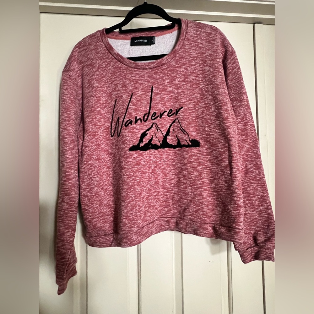 MINKPINK Red Marled Knit Sweater Sweatshirt Large washed/worn 1x from Nordstrom